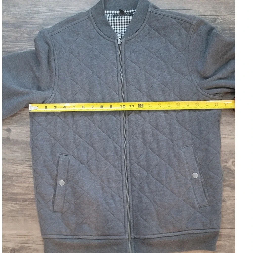 Banana Republic Mens Gray Quilted Full Zip Bomber Jacket Size M Charcoal‎